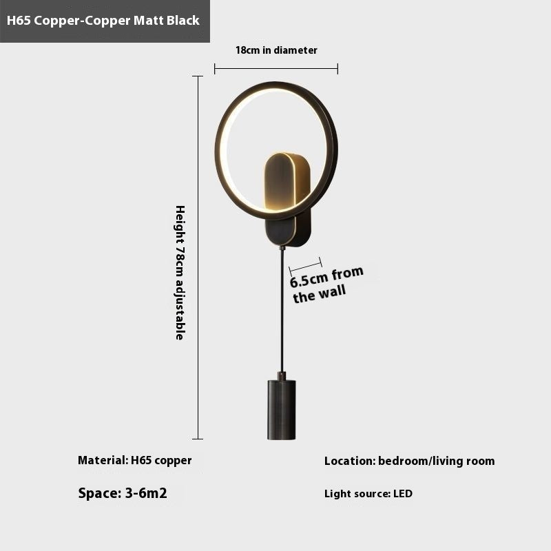 Copper Wall Lamp Light Luxury Bedroom Bedside Lamp